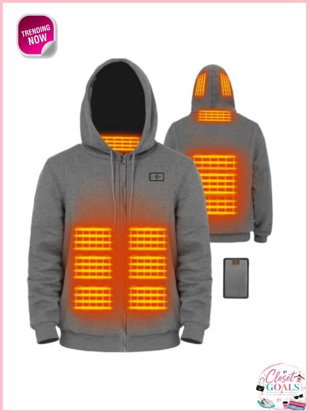 Heated Hoodie with 16000mAh Battery Pack 6 Heating Zones Cotton Polyester